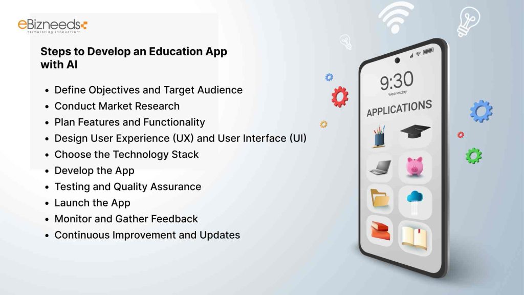 Steps to Develop an Education app with AI: AI in Education Apps