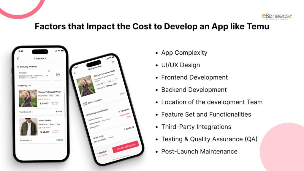 Factors that Impact the Cost to Develop an App like Temu