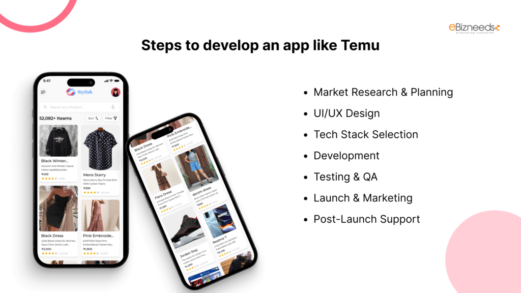 Steps to Develop an App like Temu