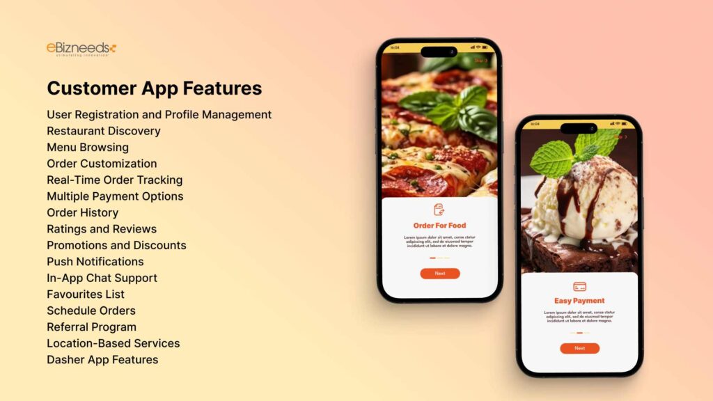 Customer App Features